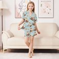 thumbnail image 3 of Silky Satin Kids' Pajama Set Breathable & Smooth Unisex Button-Down Pajamas Cute Otters in Various Poses, 3 of 8