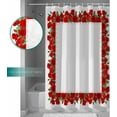 thumbnail image 5 of Valentine''s Day Shower Curtain Set, Red Rose Flower Floral Bath Shower Curtain with Hooks Waterproof Fabric Shower Curtains for Bathroom Romantic Valentines Decor Leaves Plant Nature 72x84 Inch, 5 of 5