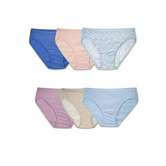 Fruit of the Loom womens Tag Free Cotton Panties bikini underwear,6 Pack - Assorted Colors,Size 9