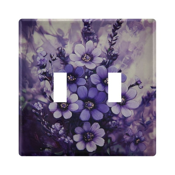 Purple Beautiful Flowers Light Switch Cover Decorative 2 Gang Wall Plate Toggle Switchplate Faceplate