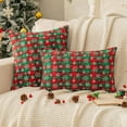 thumbnail image 2 of 2PCS Christmas Plaid Decorative Throw Pillow Covers Snowflake for Sofa Farmhouse Decor，12x20 Inch, 2 of 12