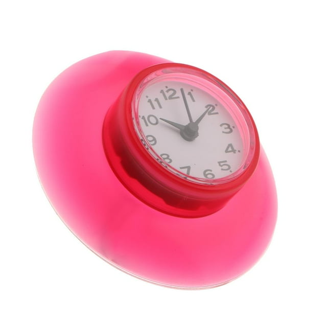 Reloj de pared de cocina de silicona resistente al agua, reloj decorativo con ventosa. rojo