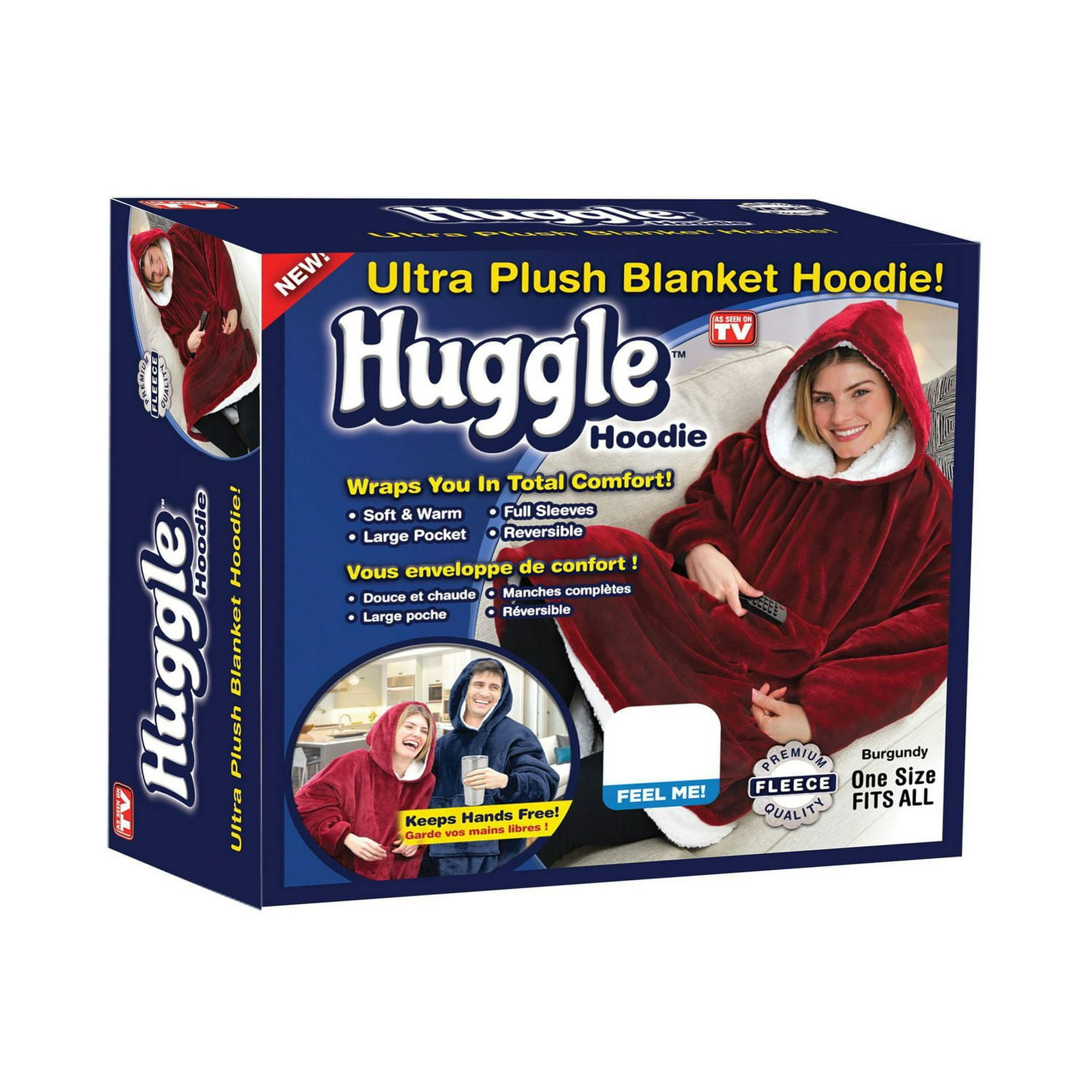 Huggle Sweat à capuche, couverture adulte ultra peluche, rouge