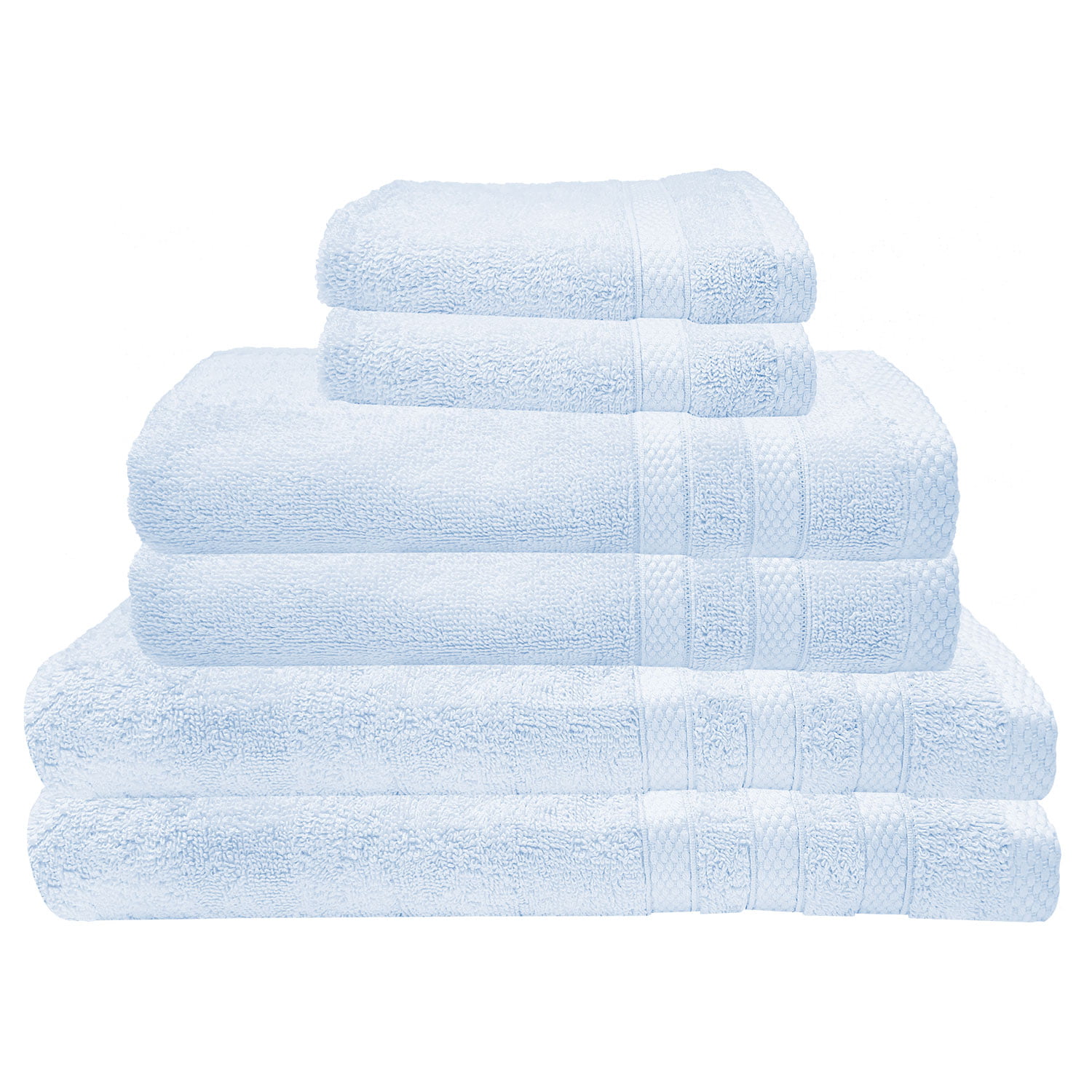 Premius Premium 6-Piece Combed Cotton Bath Towel Set, Sky Blue ...