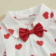thumbnail image 5 of Bagilaanoe 2Pcs Newborn Valentine's Day Outfits Baby Boys Overalls Shorts Set Heart Short Sleeve Shirt Tops with Bow Tie + Suspender Short Pants 3M 6MM Infant Summer Gentleman Formal Clothes, 5 of 7