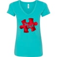 thumbnail image 3 of Inktastic Autism Awareness Be Kind Red Puzzle Piece Women's V-Neck T-Shirt, 3 of 5