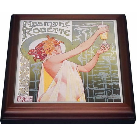 3dRose Vintage Absinthe robette French Wine Advertising Poster, Trivet with Ceramic Tile, 8 by 8-inch