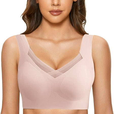 

Push up Bras for Women Deep Thin Functional Seamless Deep Neck Lette Sleeping Comfort Women s Minimizer Bra Pink M