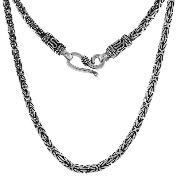 925 Sterling Silver Solid Italian Square Byzantine Chain Necklace 3mm
