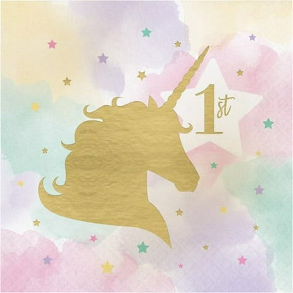 Various Unicorn Sparkle 1st Birthday Napkins, 16 Count