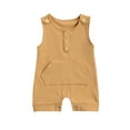 thumbnail image 2 of One opening Baby  Short Romper, Sleeveless O-neck Jumpsuit with Pocket, 2 of 5