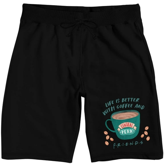 Friends TV Coffee And Friends Men's Black Sleep Pajama Shorts-Small