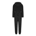thumbnail image 6 of Women Zip-up Hoodie Plush Long Sleeve Pajama Solid Color Block Printed One Piece Bodysuits Outfits Sleepwear Hooded Jumpsuit Plus Size, 6 of 7