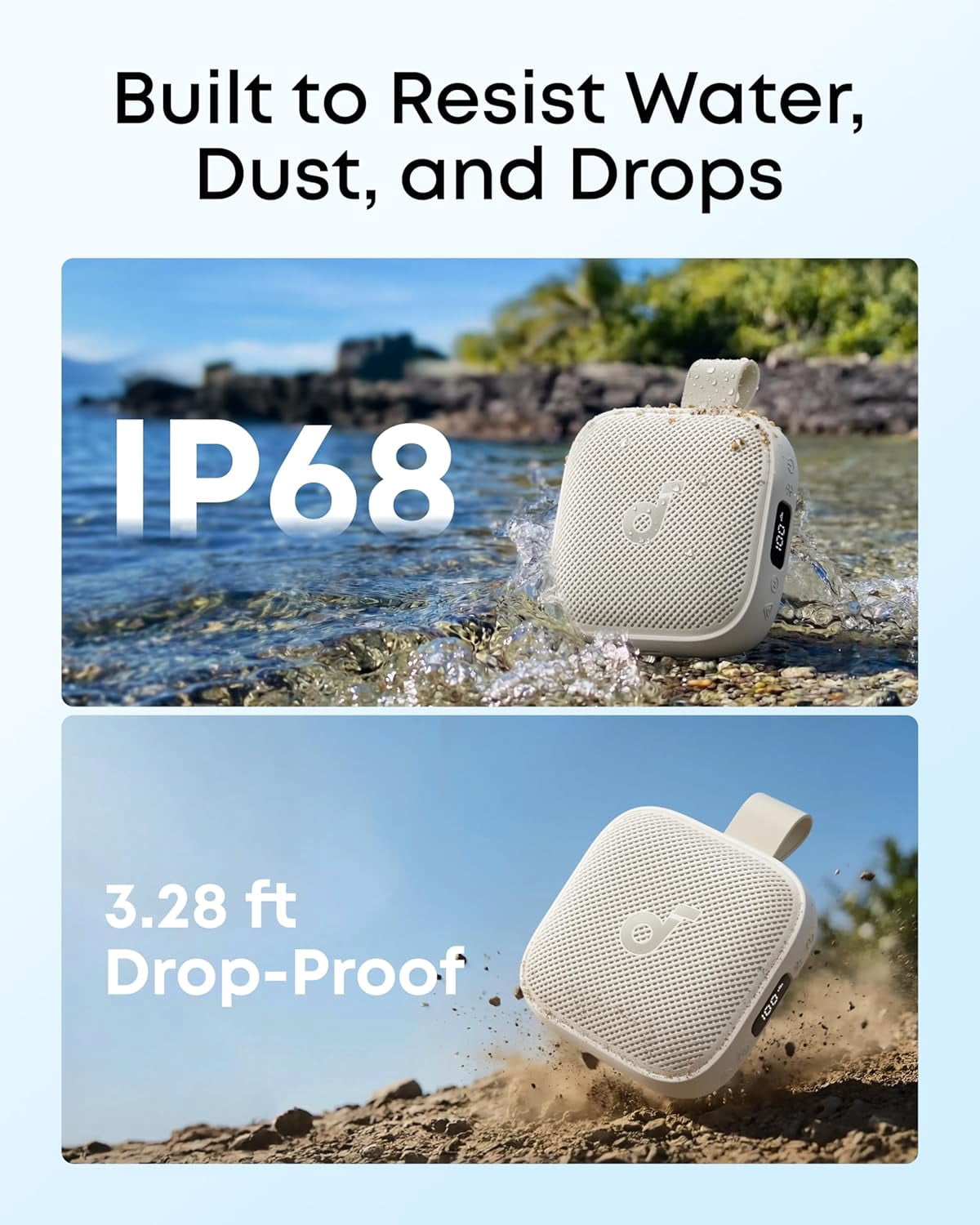 Soundcore Boom Go 3i by Anker Portable Speaker, 15W Punchy Sound, 24H Playtime, Bluetooth 6.0, BassUp 2.0, IP68, Emergency Charging for Hiking/Cycling/Camping