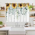 thumbnail image 2 of Sunflower Kitchen Curtains Window Panels, Yellow Floral Eucalyptus Leaves Watercolor Insulated Window Treatment Curtain, Grommet Curtains for Bedroom/Living Room/Bathroom, 2 Piece 52"Wx72"L, 2 of 8