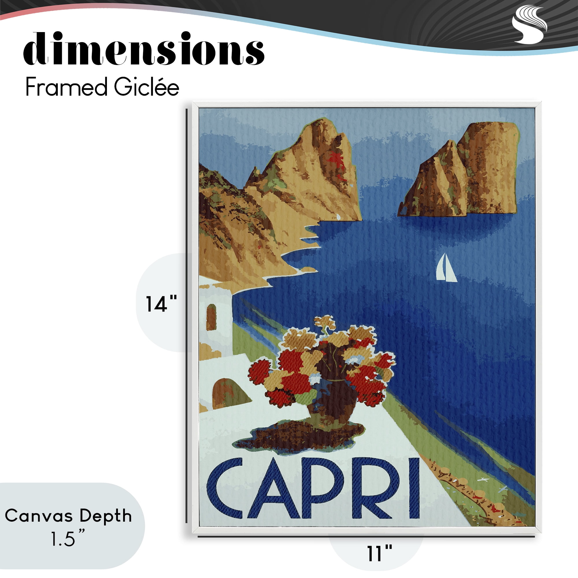 Stupell Industries Capri Island Cliffs White Framed Giclee Art, design by Lil' Rue
