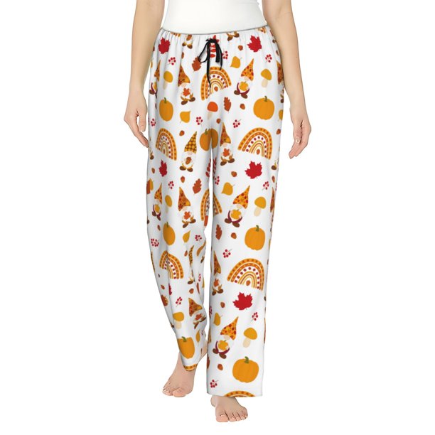 Fotbe Fall Gnomes Harvest Pantalones de Pijama para Mujer, Pantalones de Dormir, Pantalones Pj con Cordón y Bolsillos-Medium