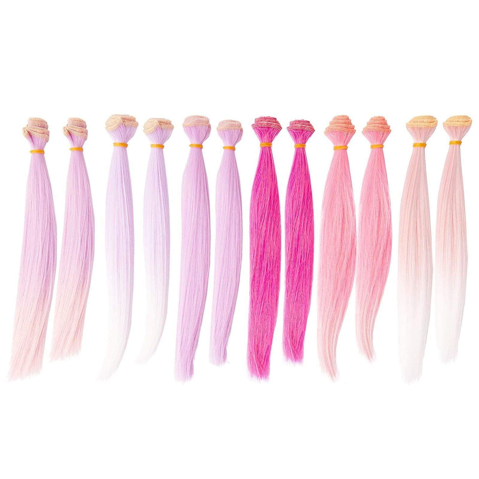 Horizontal Length 100cm Doll Accessories Straight Synthetic Fiber Wig Hair For Doll Wigs High-temperature Wire 16 colors style 2 16PCs/pack Length 15cm