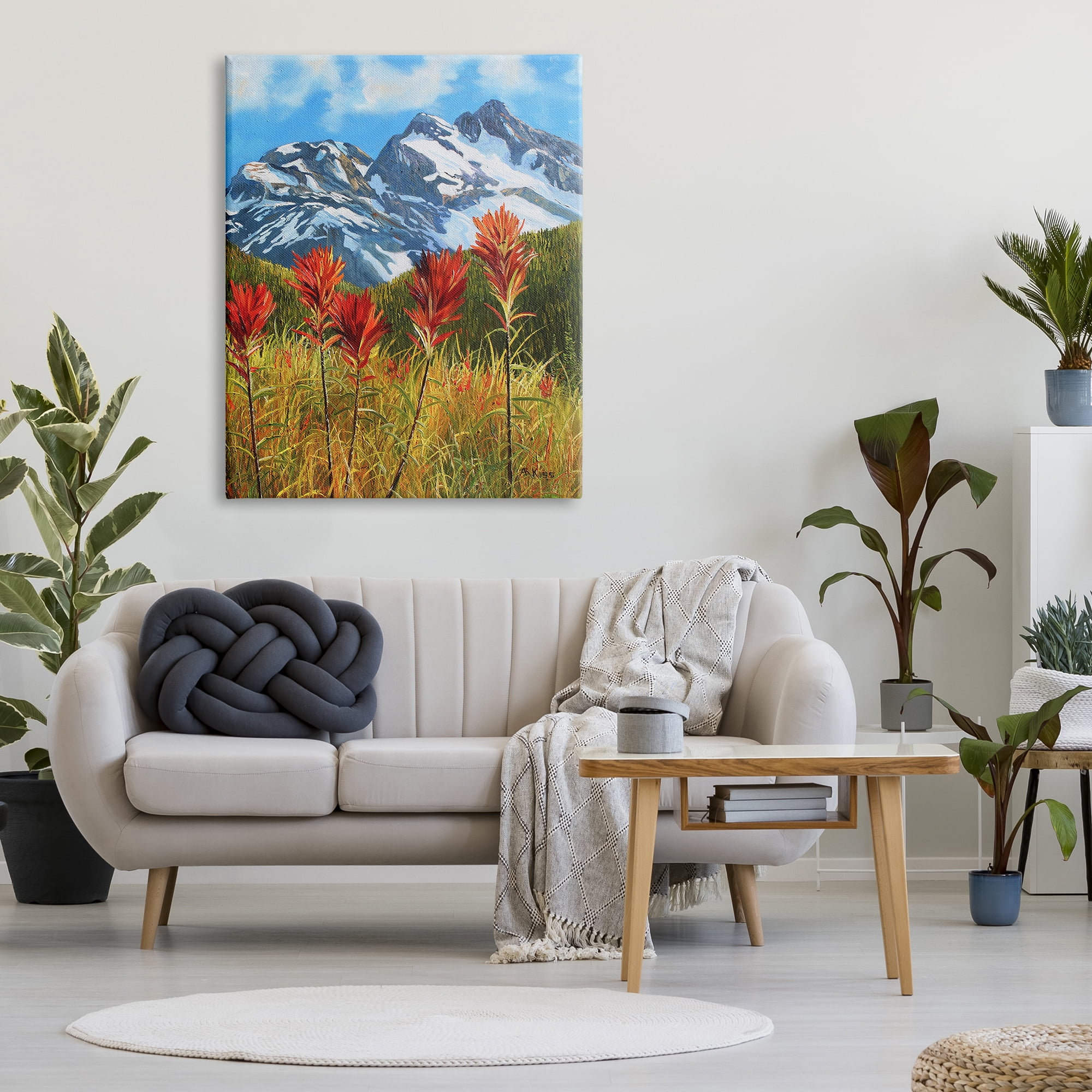Stupell Industries Alpine Mountain Valley Nature Painting Gallery Wrapped Canvas Print Wall Art, 36 x 48