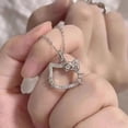 thumbnail image 4 of Collar de cristal Rosa Sanrio de Hello Kitty, cadena de joyería de Anime de aleación de plata, encanto femenino, accesorios de San Valentín, regalo para niña, 4 of 4