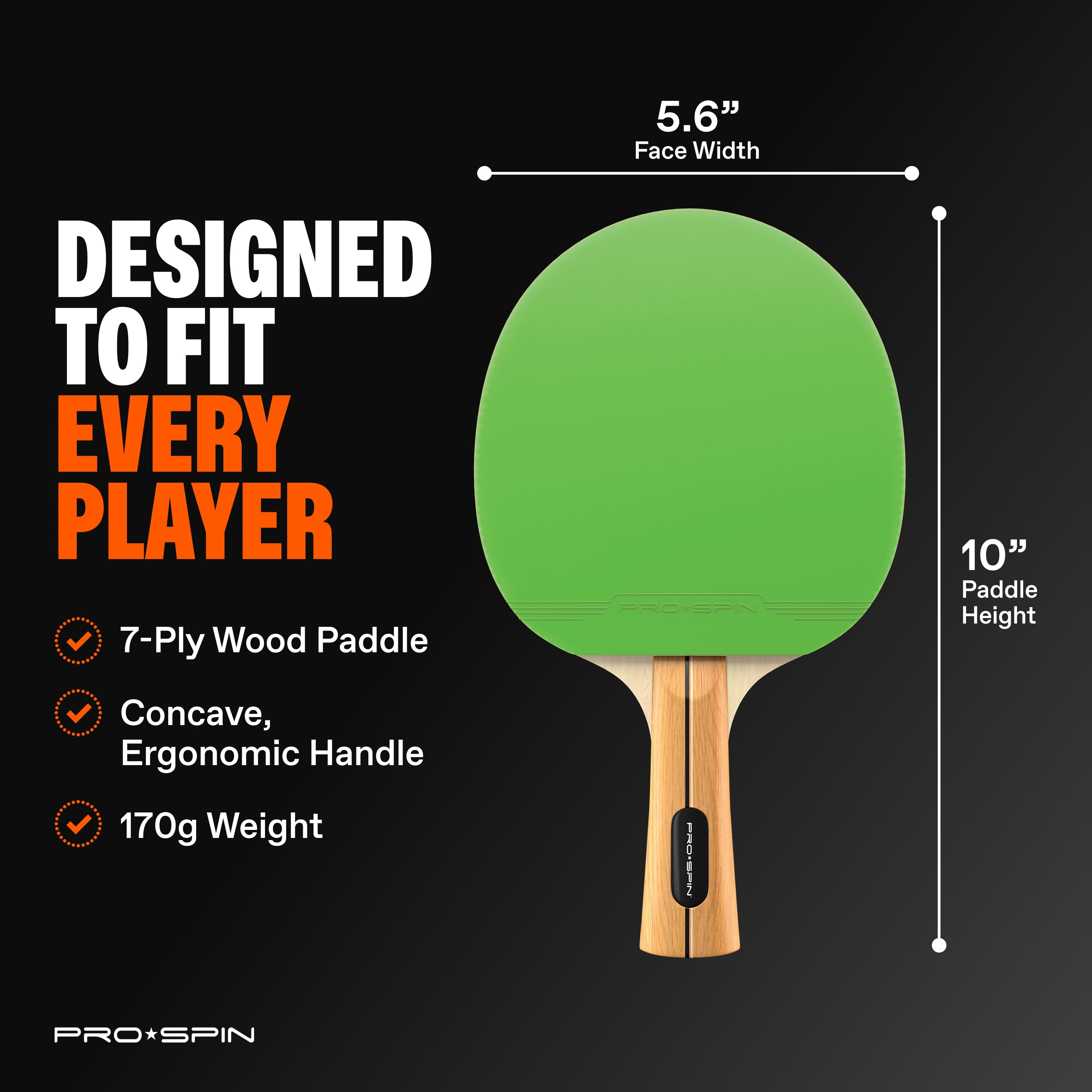 PRO SPIN Ping Pong Paddles - High-Performance Set with Premium Table Tennis Rackets, 3-Star Ping Pong Balls, Compact Storage Case | Professional Quality Ping Pong Paddle Set (2-Player Set)