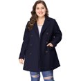 thumbnail image 3 of GRACE & GRANDEUR Women's Plus Peacoat Notched Lapel Double Breasted Mid Length Overcoat, 3 of 4