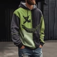 thumbnail image 2 of ZVNAΖH Men's Halloween Hoodie, Long Sleeve Stitch Patchwork Pullover with Drawstring Hood and Kangaroo Pocket, Casual Gothic Tops for Fall Winter, S-5XL, 2 of 3