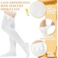thumbnail image 3 of 2 Pair Socks for Women Over The Knee Socks with Bows Lace Trim Ruffle Satin White Stockings, 3 of 7