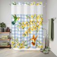 thumbnail image 6 of No Hook Shower Curtain, Forsythia Flowers Shower Curtains for Bathroom with See Through Top Window, Spring Yellow Floral Hummingbird Blue Plaid Waterproof & Washable Bath Curtain Extra Long 72"x96", 6 of 9