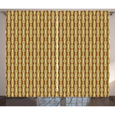 Abstract Curtains 2 Panels Set African Geometric Curved Stripes
