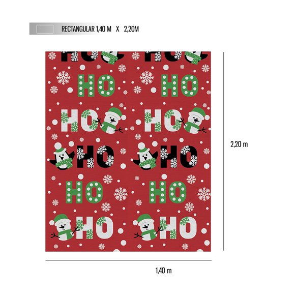 Mantel Rectangular Mobi Navidad HO HO HO Rojo