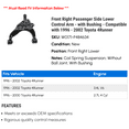 thumbnail image 2 of Front Right Passenger Side Lower Control Arm - with Bushing - Compatible with 1996 - 2002 Toyota 4Runner 1997 1998 1999 2000 2001, 2 of 2