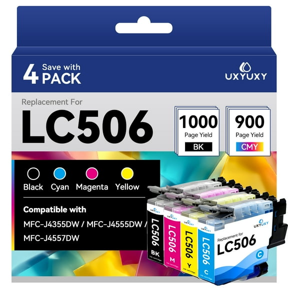 LC506 Ink Cartridge Compatible for Brother LC506 for MFC-J4355DW MFC-J4555DW MFC-J4557DW Printer (4-Pack)
