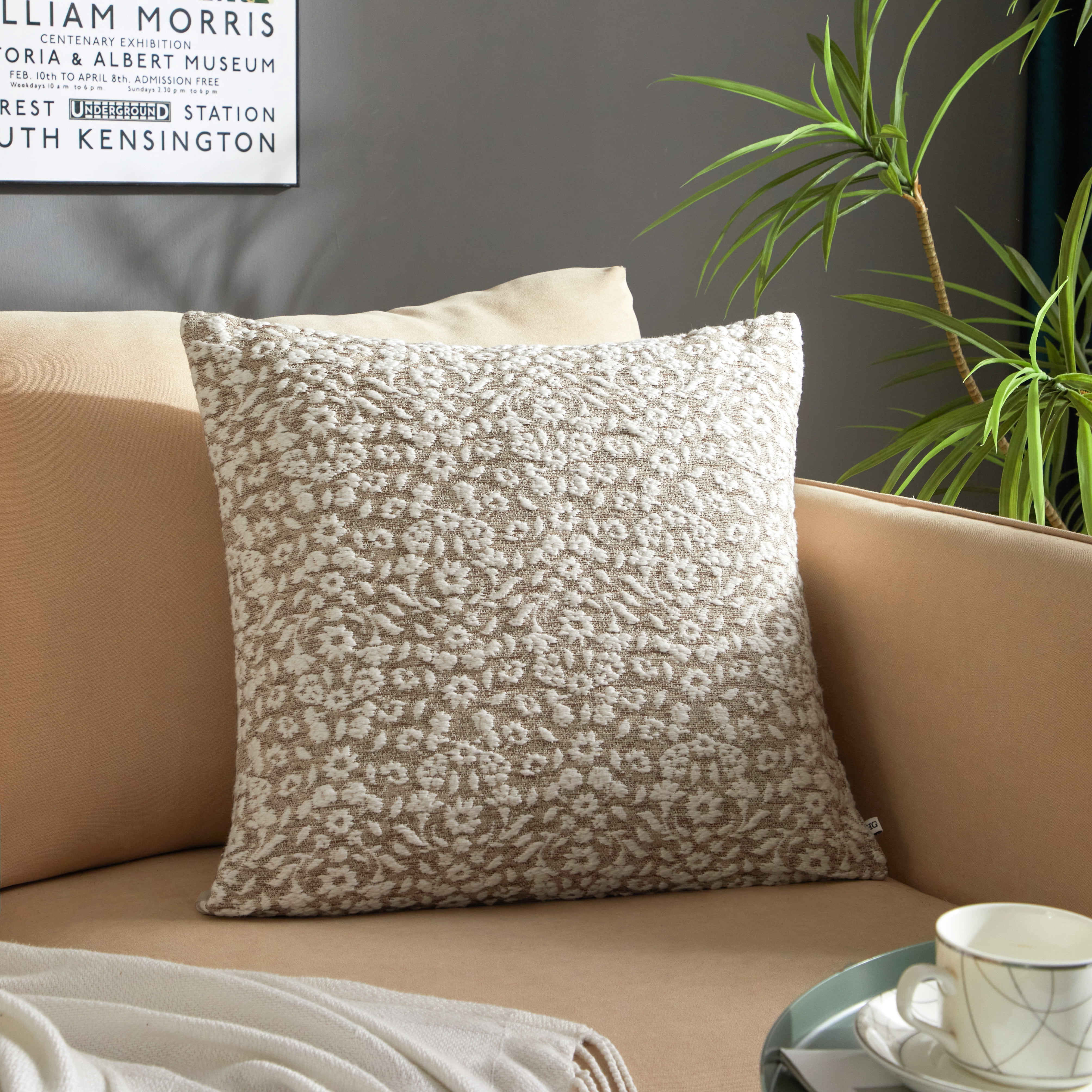 Better Homes & Garden 20" x 20" Burned Blooms Decorative Pillow, Brown
