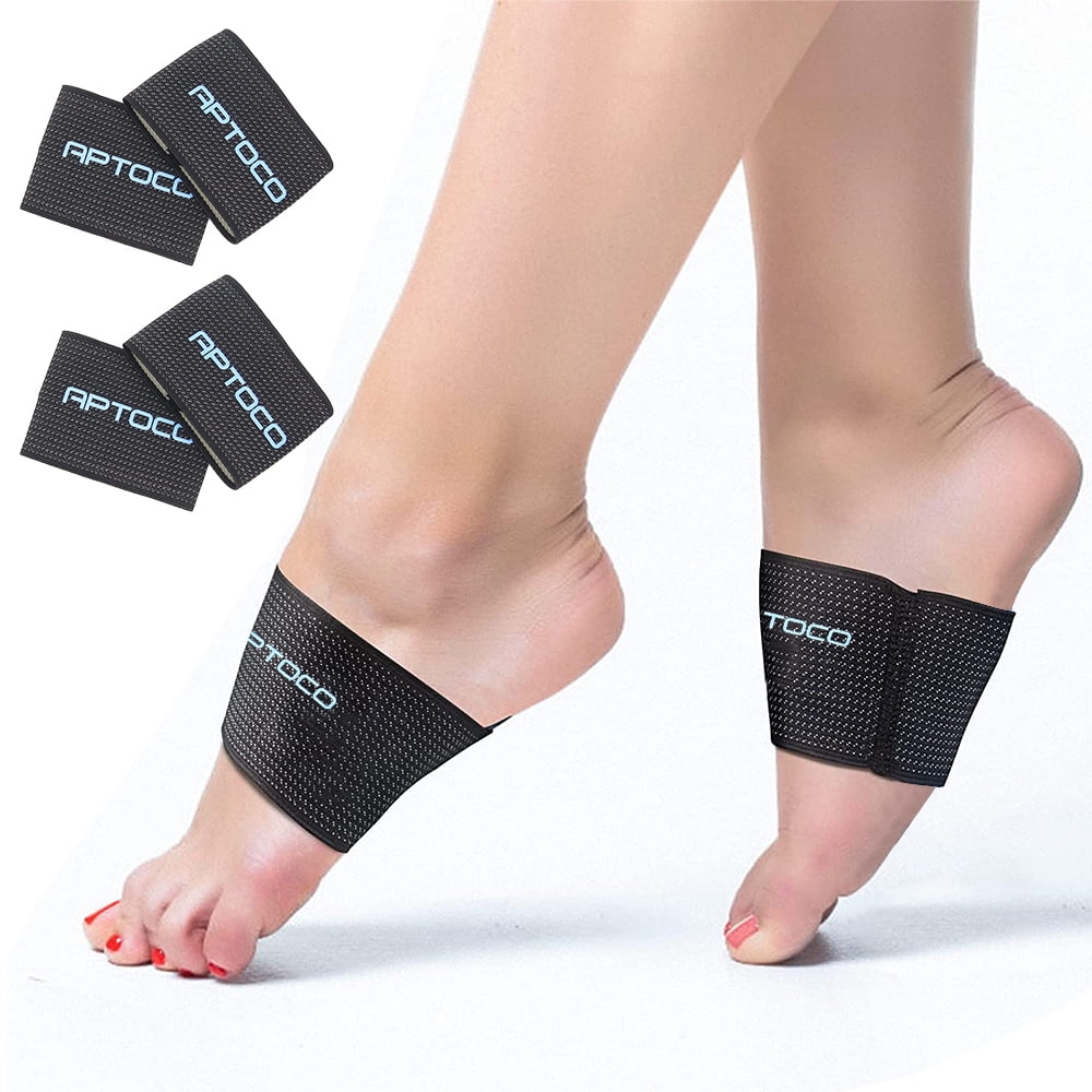 Aptoco 2 Pairs Arch Support Brace for Women Men Copper Ion Fiber Compression Arch Sleeve Plantar Fasciitis Sleeves for Foot Pain Relief One Size