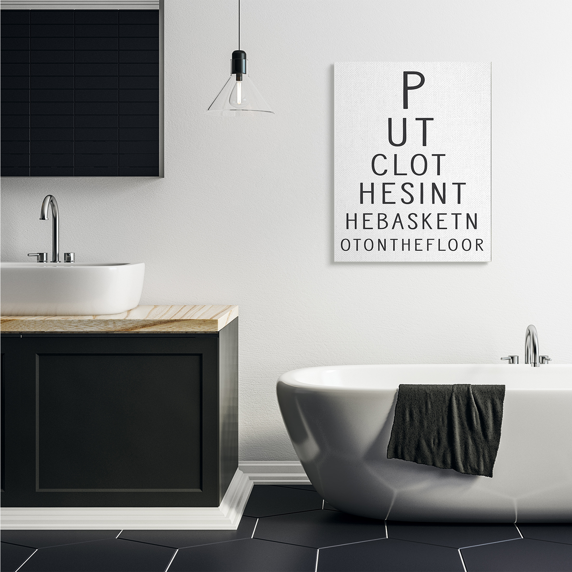 Stupell Industries Put Clothes In Basket Laundry Eye Chart Humor,30 x 40,Designed by Lettered and Lined