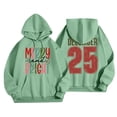 thumbnail image 4 of Women's Christmas Letter Hooded Sweatshirt, Merry and Bright Design, Comfortable Long Sleeve Pullover for Women, Festive Holiday Wear,Mint Green,L, 4 of 4