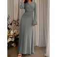 thumbnail image 4 of PAOLA RIBONI Chic Pea Green Long Sleeve Dress For Women, 1pc Design Perfect For Celebrations And Special Events, Blending Modesty With Timeless Elegance, 4 of 11