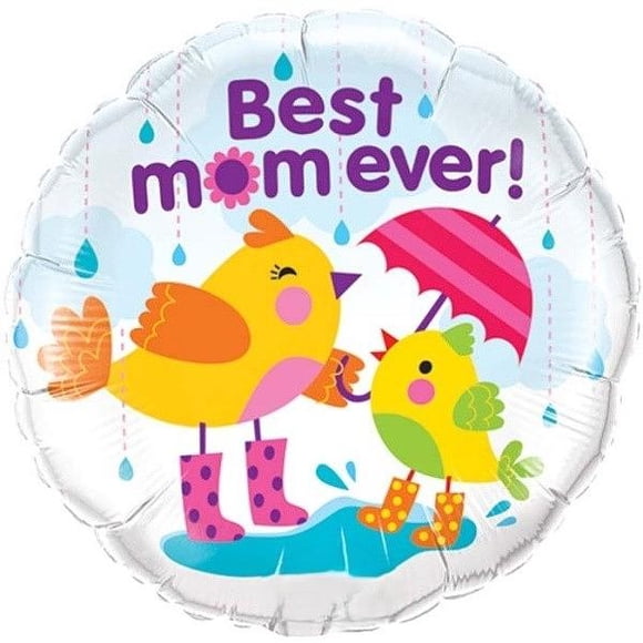 Best Mom Ever Foil Balloon, Mother's Day, 18 Inch, Colorful Chicks Design