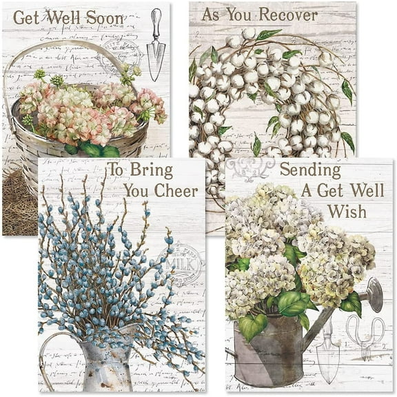 Current Farmhouse Get Well Greeting Card Set, Set of 8, Large 5" x 7"