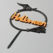 5Set Acrylic Halloween Word Cake Insert Card Decoration, for Halloween Cake Decoration, Orange, 140x95x1mm