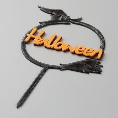 5Set Acrylic Halloween Word Cake Insert Card Decoration, for Halloween Cake Decoration, Orange, 140x95x1mm