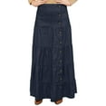 thumbnail image 4 of Women's Button Front Long Ankle Length Tiered Denim Prairie Skirt, 4 of 5