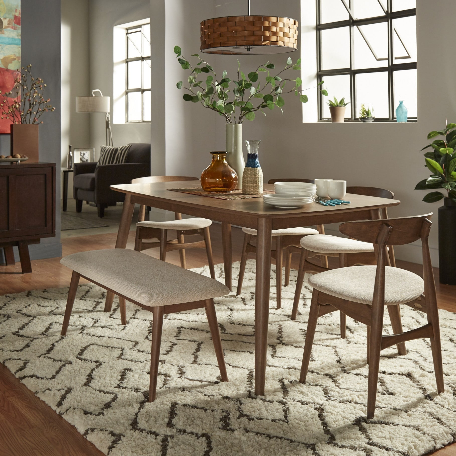 Inspire Q Norwegian Danish Modern Cstnut Tapered Dining Set Inspire Q Norwegian Danish Modern Cstnut Tapered Dining Set Com