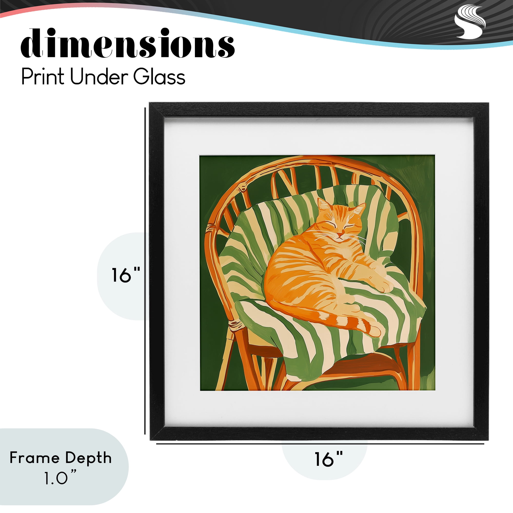 Stupell Industries Cat In Rattan Chair Black Framed Print Under Glass, design by Walker Noble