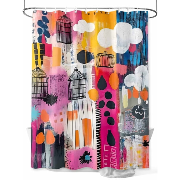 Colorful Graffiti Oil Painted Shower Curtain Set ，Waterproof Fabric Shower Curtains Abstract Art Modern Contemporary Shower Curtains for Bathroom,Bathroom Decor 54x"78"