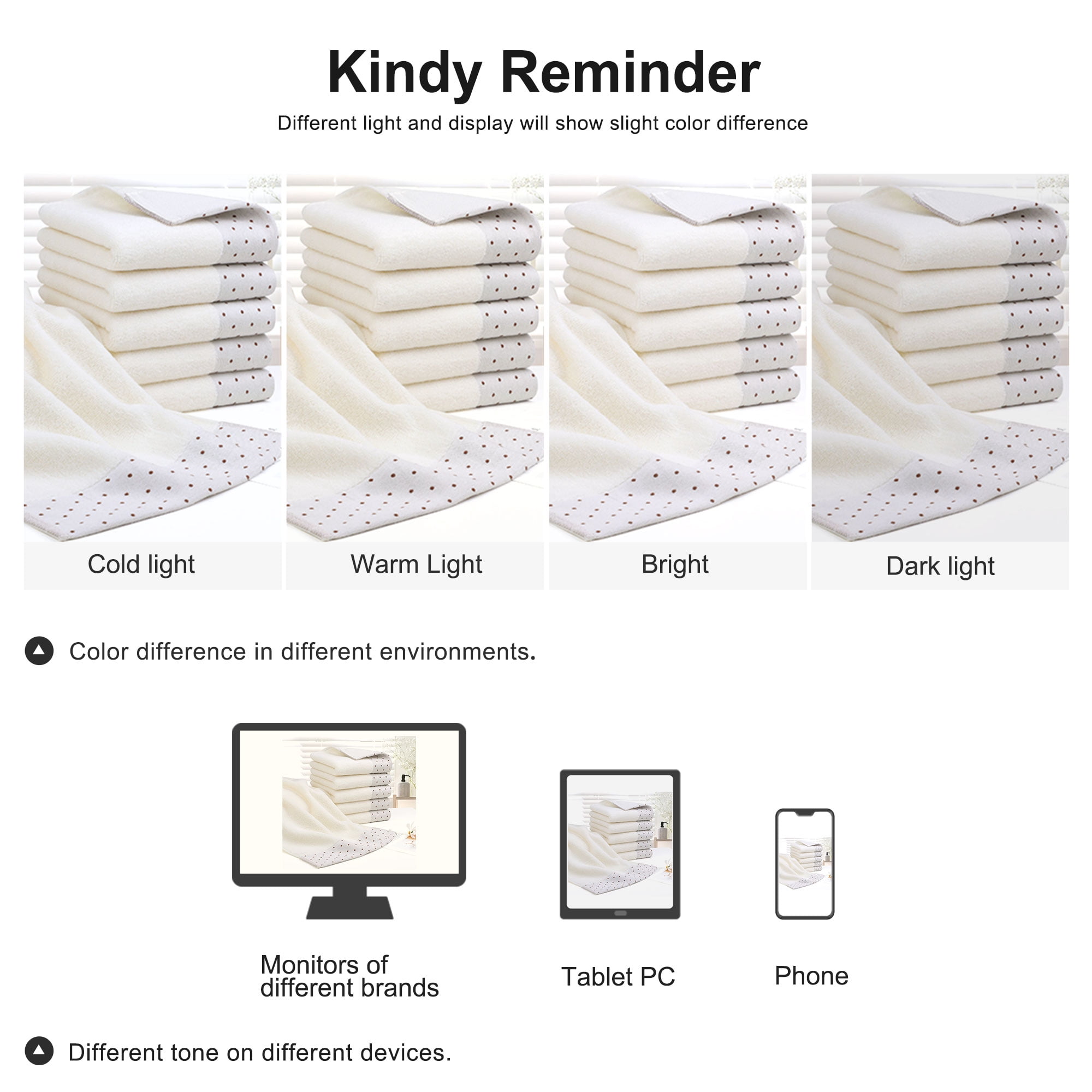 Unique Bargains Cotton 600 GSM Absorbent Hand Towel Set 14" x 30" Beige 6 Pcs