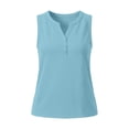 thumbnail image 5 of CHGBMOK Womens Tank Top Button V Neck Sleeveless Solid Summer Top Trendy Comfry Loose Casual Tank, 5 of 7