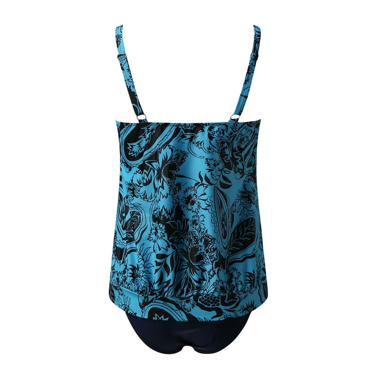 Kawell Two Piece Blouson Tankini Swimsuits for Women Modest Bathing Suits  Loose Fit Swimwear