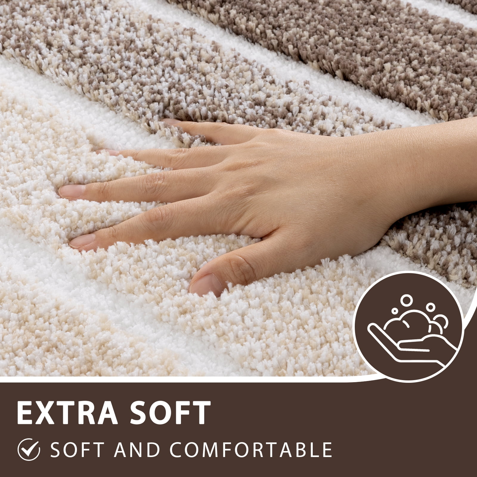 Findosom Bathroom Rugs Set of 3,Absorbent Non-Slip Machine Washable Bath Rugs, Microfiber Quick Dry Bath Mats for Bathroom Floor Tub Shower Bedroom Kitchen,20"x32"+20"x59"+U Shape 20"x24" Brown